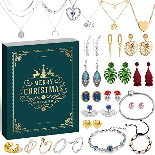iZoeL Jewellery Advent Calendar 2021 for Women Girls adults, 24 Surprises with Necklace Earrings Rings Bracelets Anklet Jewelry Calendar for Wife Mother Girlfriend Daughter Granddaughter