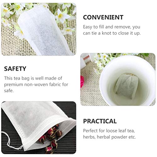 UPKOCH 300Pcs Saco De Chá Do Filtro Descartável Não-Tecido Cordão Malotes para Chás de Folhas Soltas