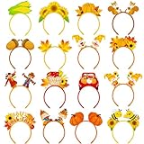 Blosssound 16 Pieces Fall Party Headbands Bulk Felt Thanksgiving Hair Accessories Headdress for Autumn Holiday Harvest Party Favors Photo Props Decorations Supplies