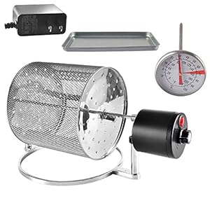 Mstiyx Koffiebrander voor het huishouden, elektrische koffie-rooster, huishoudelijke koffiebonen, bakkersnoten, pinda’s, cashew, kastanjes, roostermachine voor cafés, gasbrander vereist (maat: L)