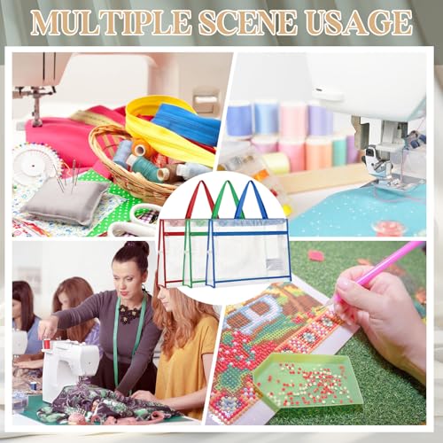 Image of Bulyoou 3 Pcs 17.7x13 Inch Project Bag for Quilting Sewing Craft Storage for Quilter A3 Clear Mesh Art Bag Artwork Storage Organize for Artwork Charts Teaching Material Multipurpose (Dark Colors)