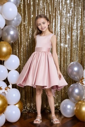Satin Flower Girl Dress for Wedding Short Junior Bridesmaid Dresses for Girls Birthday Party Evening Gown2