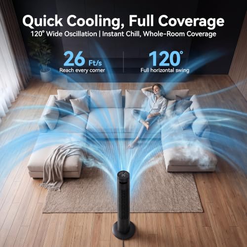 Image of Uthfy 31 inch Tower Fan for Bedroom, 15H Timer, 26ft /s Fans that Blow Cold Air