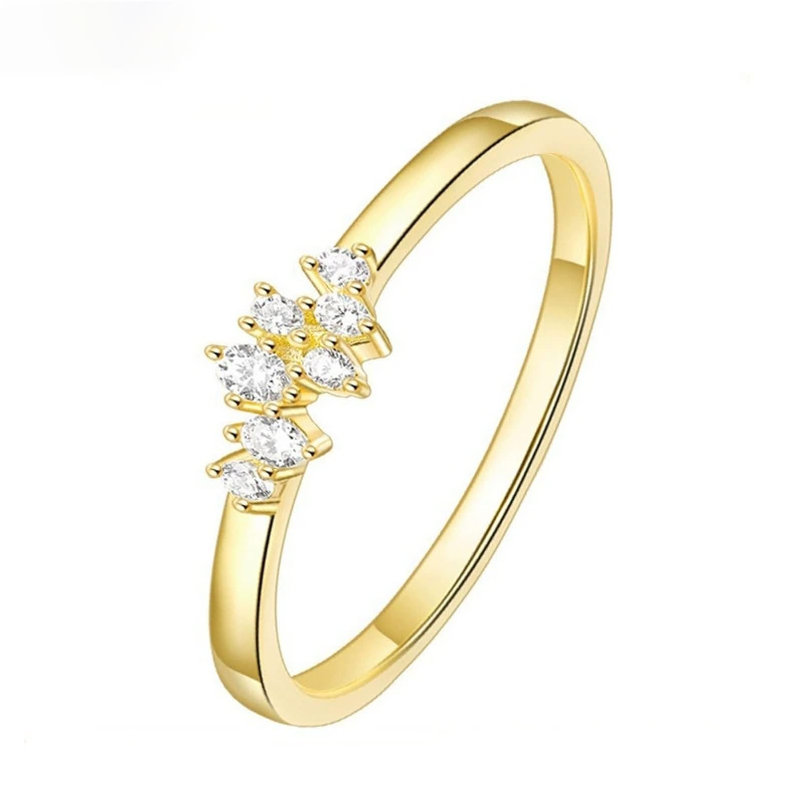 Anello in Argento 925 Inciso Donna, Rotondo Semplice con Zirconia Cubica, Anelli Donna in Oro
