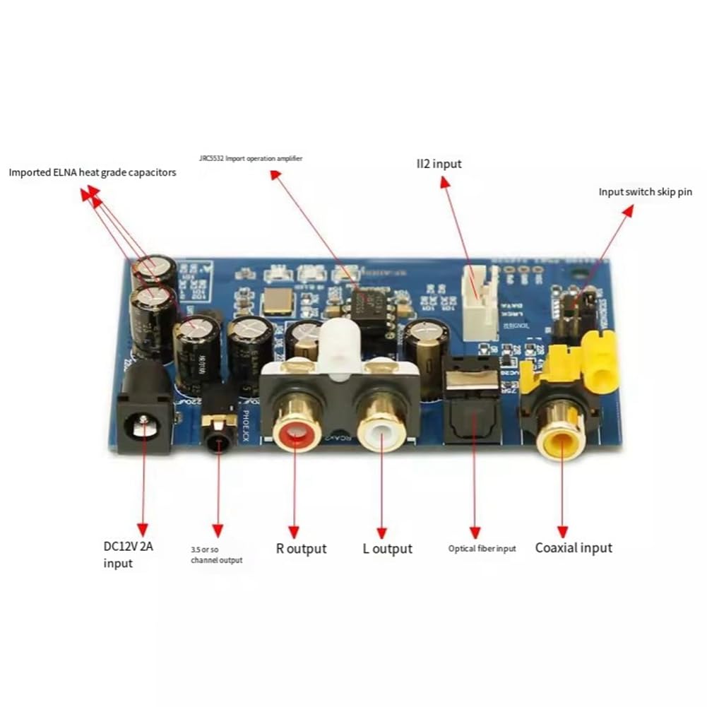 ES9039Q2M Carte décodeur I2S DSD Entrée coaxiale optique Module de carte de décodage audio DSD512