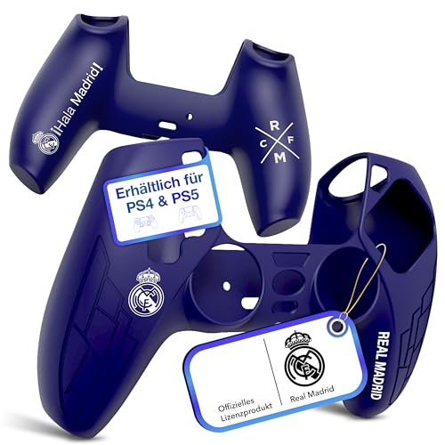 Fantroller® Étui officiel Real Madrid pour PS5 - Protection maximale et prise en main optimale (Housse bleu et blanc)