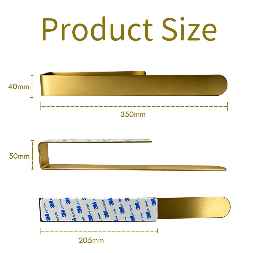 Toalleros de Baño Sin Taladro 35cm Colgador Toalla Baño Toallero de Pared para Baño Cuelga Toallas Baño Adhesivo Acero Inoxidable 304 Diseño Moderno Cinta 3M Oro Mate