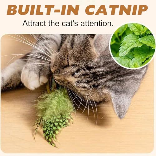 FOSDICK 3 Pièces Oiseau Volant pour Chat, Jouet Chat Interactif, Jouets pour Chats en Peluche, Simulation Peluche Oiseau Gazouillis Jouet Chaton, Cat Toy avec Herbe à Chat pour Griffer, Jouer, Mâcher – Image 4