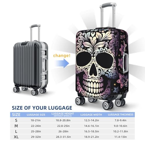 Cool Skull Travel Luggage Cover Elastic Washable Suitcase Cover Protector Fashion Stretch Baggage Covers Dustproof Suitcase Sleeve Fits 18-32 inch luggage Small2