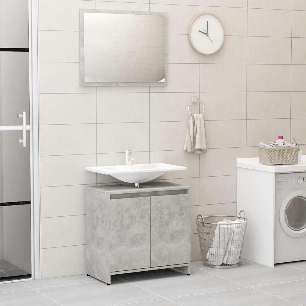 Muebles de baño de madera de ingeniería en gris hormigón para almacenamiento de aseo