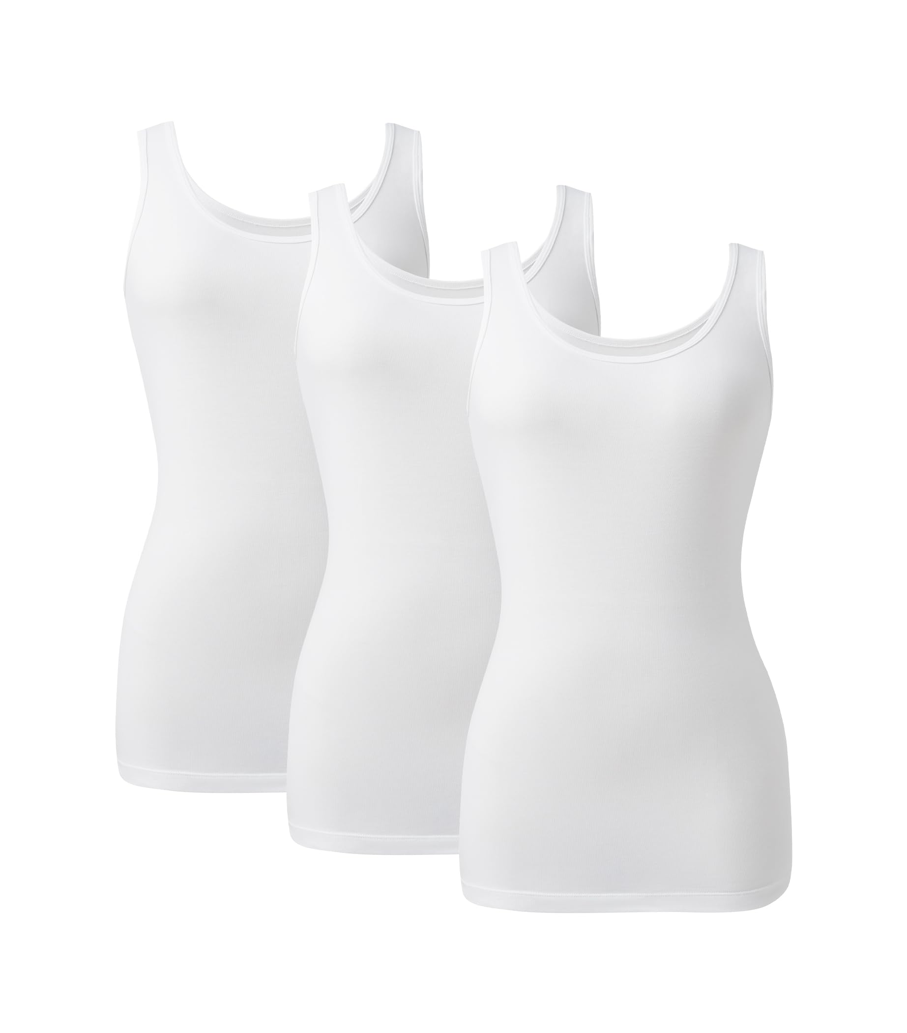 DAVID ARCHYWomen's Cotton Camisole Tops Long Tank Top for Women 3 Pack