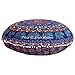 Stylo Culture Ethnisch Dekorativ Rund Bodenkissenbezug Boho 80x80 cm Groß Bodenkissen Patchwork Mandala Dunkelblau Bohemien Pom Pom Spitze Lounge-Sessel Baumwolle Elefant Boden Sitzkissen Rund