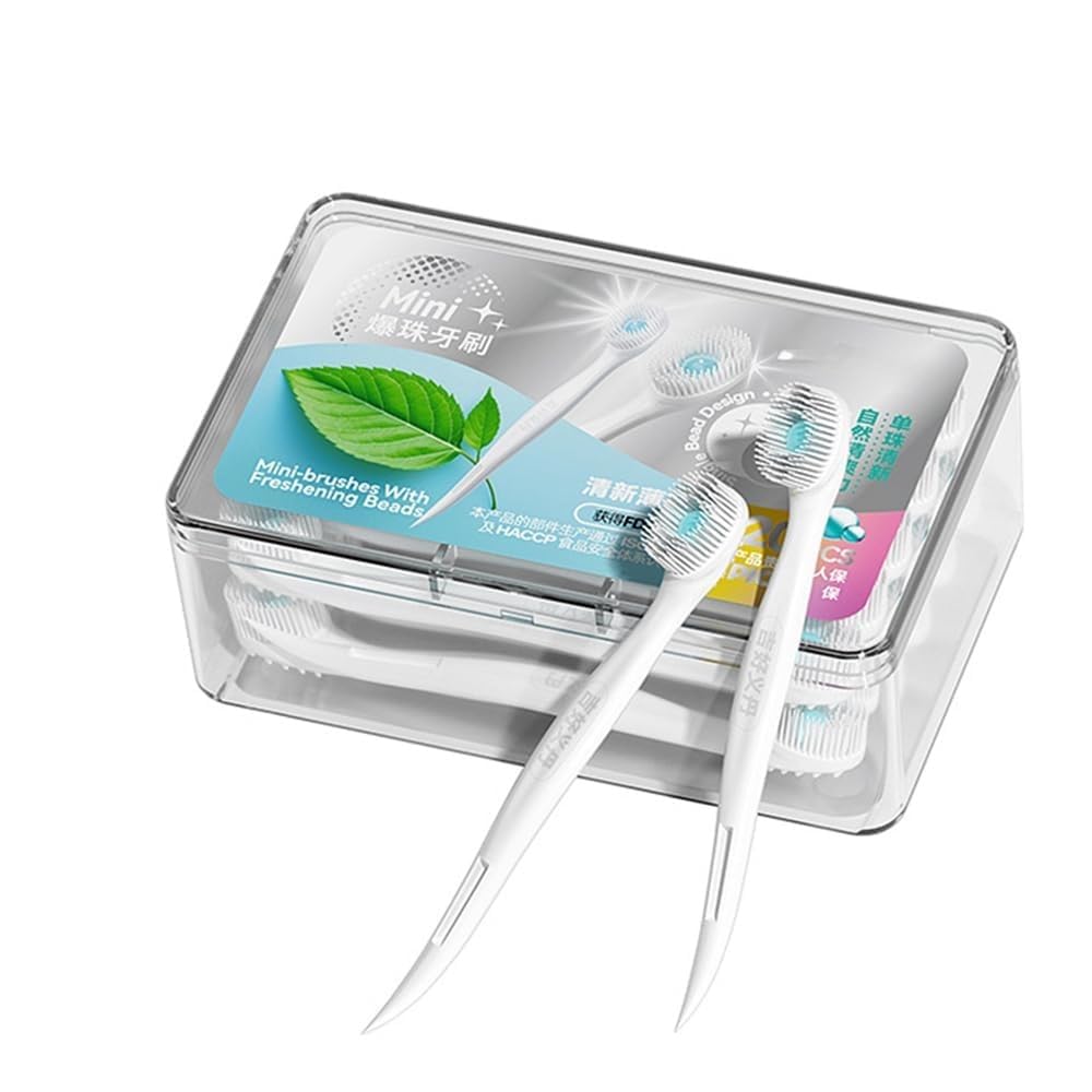 Azonee Mini Brushes - Disposable Mini Toothbrush with Toothpaste and Pick for Work or Travel - 20 Count (Mint Flavor)