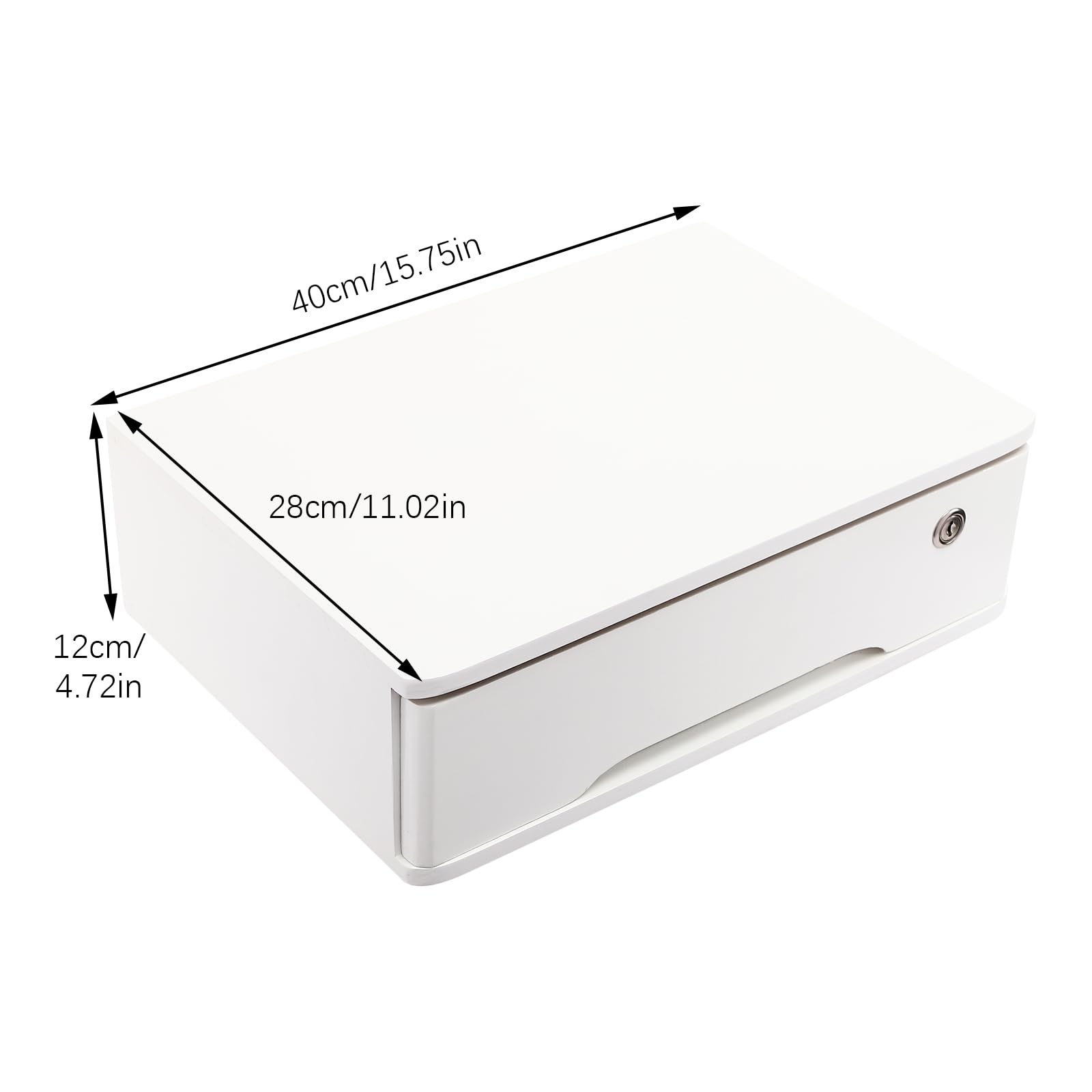 Schreibtisch-Aufbewahrungsbox mit Schloss, Holz-Aufbewahrungsset 1 Schublade aus Holz Organizer Aufbewahrungslösung 40 * 28 * 12cm Aufbewahrungskiste Schubladen-Organizer für Büro (Weiß)