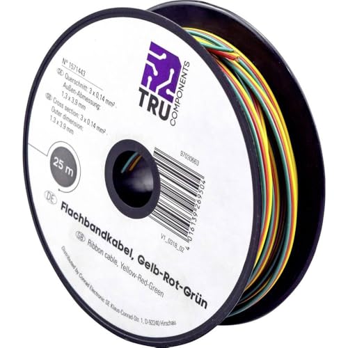 Fil de câblage TRU COMPONENTS FBC 1571443 3 x 0.14 mm² jaune, rouge, vert 25 m