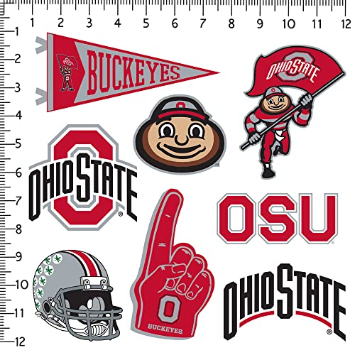 Image of The Ohio State University Buckeyes 8ct Mixed Logo and Mascot Vinyl Sticker Pack for Laptop Water Bottle Tablet Scrapbooking Skateboard Indoor Outdoor Decals