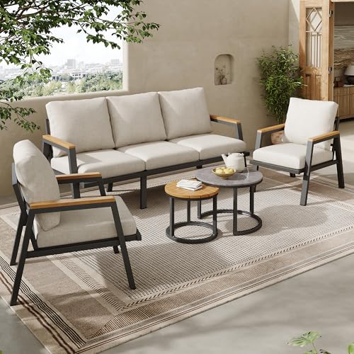 Merax Ensemble de meubles de jardin d'extérieur avec canapé 3 pla...