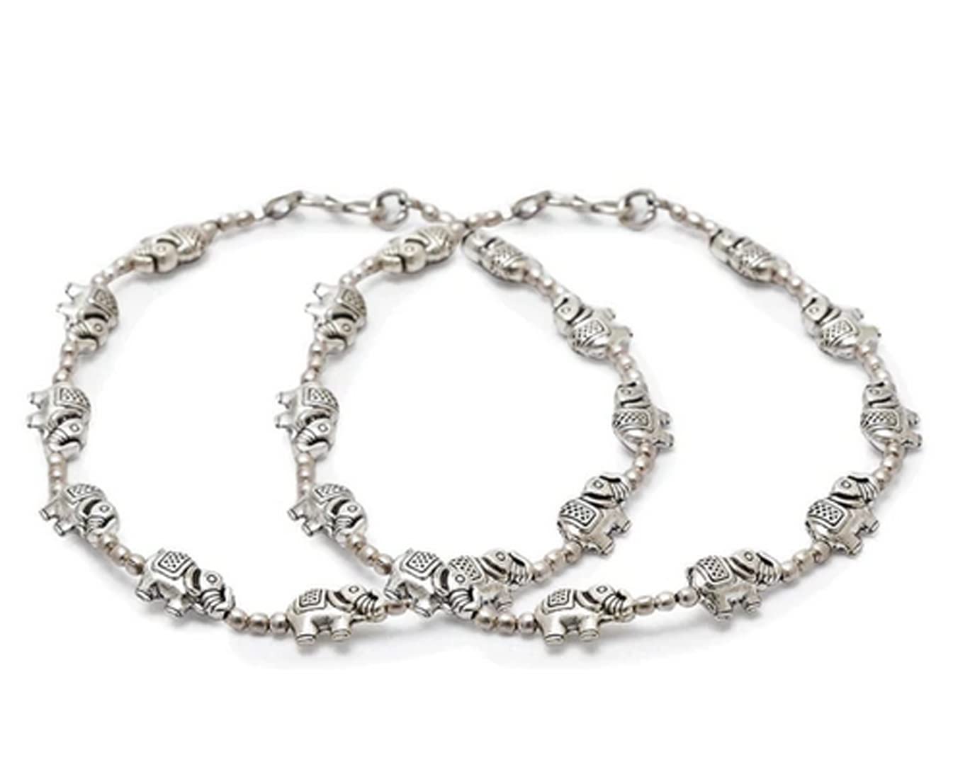 GURJARI JEWELLERS German Antique Oxidised Silver Plated Metal Alloy Traditional Indian Style Anklets Payal/Pazeb Pair for Women Elephent (B0B2KFYHKF) Amazon Price History, Amazon Price Tracker