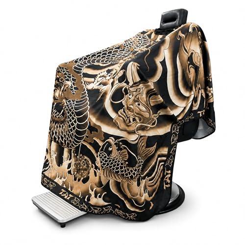 Capa Profesional para Barbero Impermeable con Diseño Dragón Japonés miniatura 3