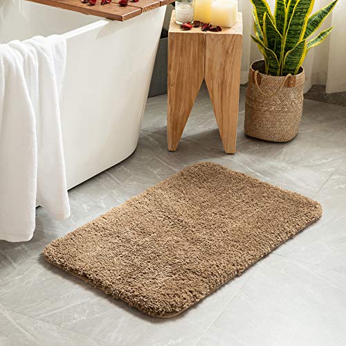 Miulee Set Of 2 Non Slip Shaggy Bathroom Rugs Extra Thick Soft Bath Mats Plush Microfiber Absorbent Water For Tub Shower Machine Washable (Beige, 20X30 Inches) #TOP5