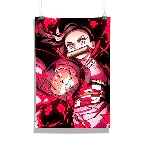 Image of MCSID RAZZ - Demon Slayer - Nezuko Kamado Design A4 Size Poster (With Frame) - Best Gift For Demon Slayer Fans /Best Artifacts To Your Home & Decor /For Anime Fandom