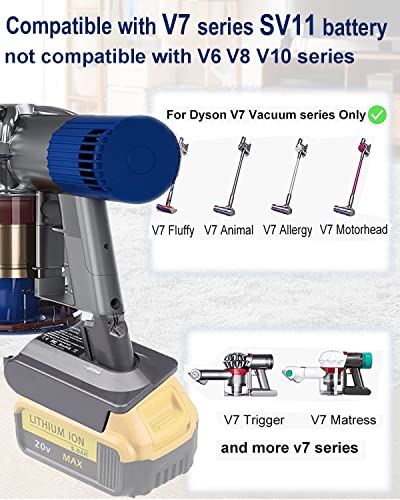 For Dyson V7 Battery Adapter, Tpdl For Dewalt 20V Battery Convert To Dyson 21.6V V7 Handheld Vacuum Converter Absolute, Motorhead Pro, Trigger, Fluffy Hepa Li-Ion Sv11 Battery(Only Fit For V7 Series) #TOP2