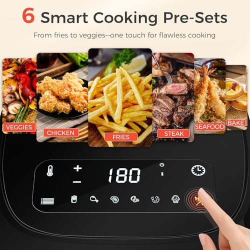 Image of OSTBA 4.5QT Air Fryer, LED Touch Screen, 6 Presets, Fast Oil-Free Cooking, Adjustable Temp & Timer, Dishwasher Safe Nonstick Basket, Compact Family Size