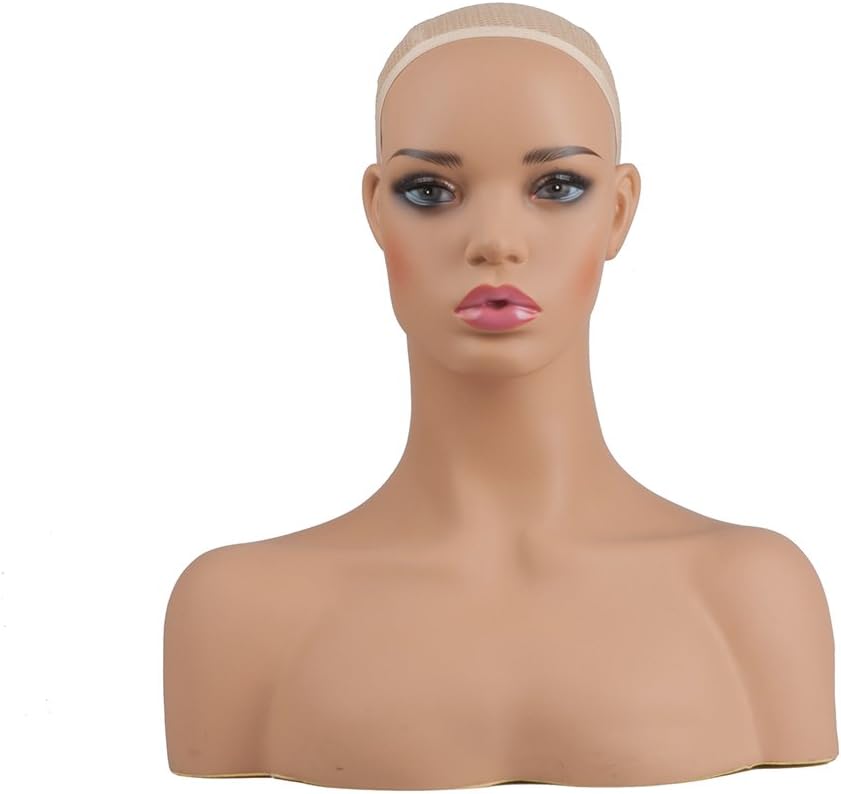 L7 Mannequin Life Size PVC Mannequin Manikin Head Realistic Wig Head Display for Wigs Sunglasses Necklace Earrings