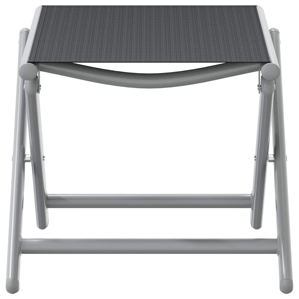 vidaXL Reposapiés Plegable Silla Asiento Otomana Taburete Jardín Asiento Salón Terraza Patio Exterior Balcón Textilene y Aluminio Negro y Plateado