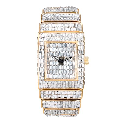 Montre femme 30 mm diamants Techno Pave avec cadran baguette