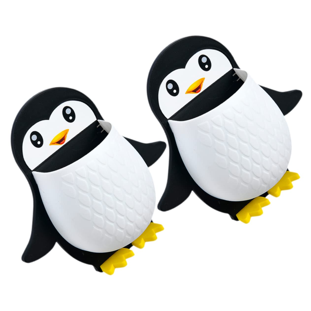 MUCKLILY 2Pcs Penguin Shape Wall Mounted Storage Organizers for Home Punch Holders for Sundry Storage Versatile Office Bedroom Accessories Cute Remote Control Nightstand