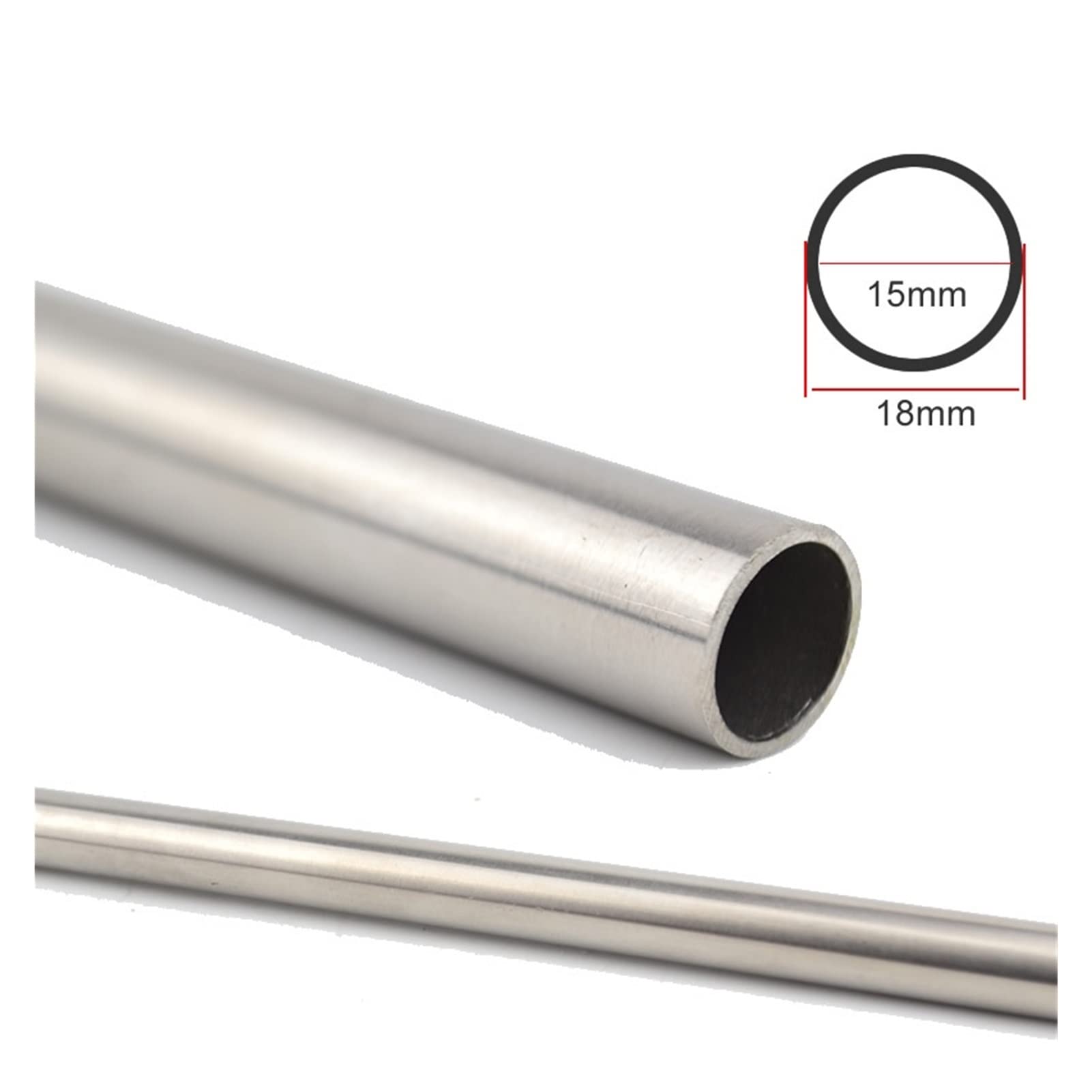 1pcs 304 Stainless Steel Tube Precision Pipe,OD18x1.5mm, Outer Diameter 18mm,Wall Thick 1.5mm,Inner Diameter 15mm (Size : 50cm)