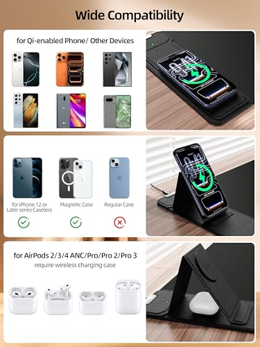 Image of Mouse Pad with Magnetic Wireless Charging & Adjustable Phone Stand | 27.5 inchx11.8 inch Computer Mouse Mat with Anti-Slip Base & Stitched Edge, Easy Gliding, Spill-Resistant Surface, Black