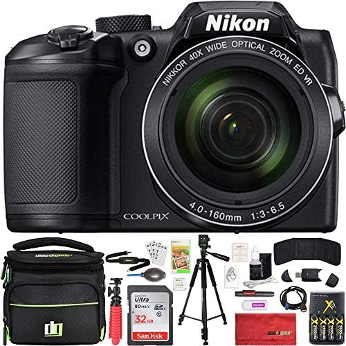Nikon 26508 COOLPIX B500 16MP 40x Optical Zoom Digital Camera Red Bundle with 32GB Memory Card, Camera Bag, 50 Inch Tripod 4X Rechargeable AA Batteries with Charger and HDMI Cable