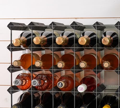 Casier à vin 16 bouteilles en bois noir pour salon moderne
