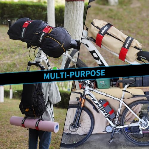 Fahrradträgergurte,2er-Pack Trilancer Verstellbare Fahrrad-Stabilisator-Gurte, Spanngurte mit Haken, Schlaufe & Anti-Rutsch-Beschichtung für Auto- & Wandhalterung,Transport & Aufbewahrung (75 × 3,8cm)
