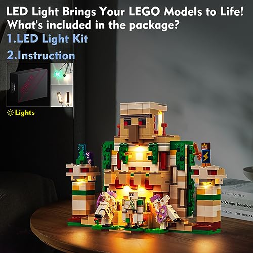 LocoLee LED Light Kit for Lego Iron Golem Fortress 21250 - 2023 Upgrade (Lights Only)