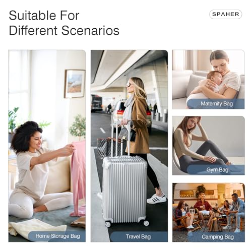 SPAHER Reisetasche Handgepäck Tasche 55x40x23 Lufthansa Wizzair Eurowings Leichte Reisetasche Groß Faltbare 50L wasserdichte Tasche Flugzeug Travel Duffle Bag Cabin Bag Weekender Damen Herren