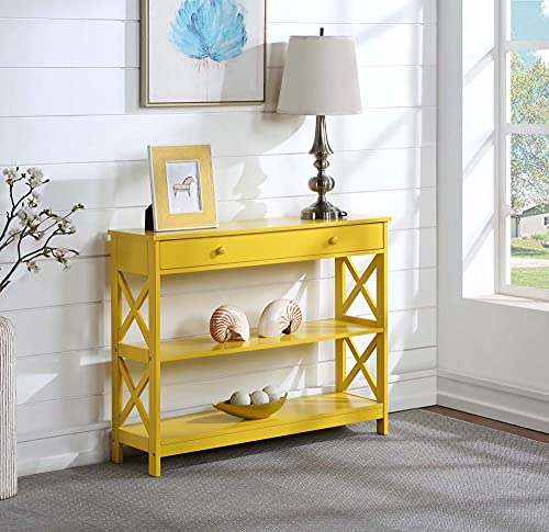 Image of Convenience Concepts Oxford 1 Drawer Console Table with Shelves, Yellow