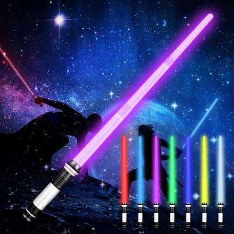 Jinhuaxin Lightsaber Kids,LED Light Up Sword with Sound,7 Colors Retractable Light Saber,Cosplay Toy for Kids - 1 Pack Cover