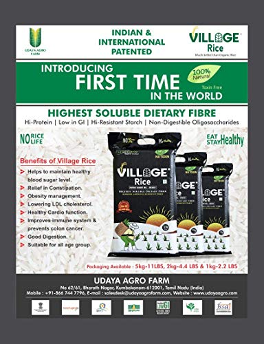 Image of Highest Soluble High Dietary Fiber Rice with High Protein, Low Glycemic Index (GI) - 5Kg, Pack of 1