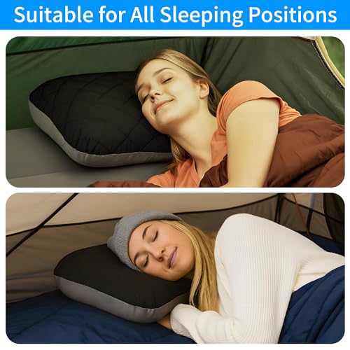 BUCOMTU Almohada Hinchable Almohada Camping Almohada Viaje Hinchable Almohada Playa para Viajes al Aire Libre,Camping,Senderismo,Playas de Mar (Negro) - imagen 6