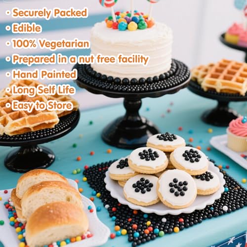 Image of Black Pearls Sprinkles,Edible Pearl Sugar Sprinkle for Cake Decorating,130g Mix Size,Baking Cake Decorations Candy,Cupcake Toppers,Cookie Decorating Donuts Ice Cream Toppings,Wedding Holiday Birthday Party Supplies