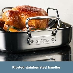 All-Clad Specialty Stainless Steel Roaster and Nonstick Rack 16x13x5 Inch Oven Broiler Safe 600F Roaster Pan, Pots and Pans, Bakeware, Turkey, Silver All Clad Specialty Stainless Steel Roaster and Nonstick Rack 16x13x5 Inch Oven Broiler Safe 600F Roaster Pan Pots and Pans Bakeware Turkey Silver