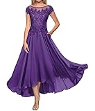 ChicFash Vestido de noche de gasa de encaje con bolsillos para madrina de boda 2025, manga de volantes, rojo, 50