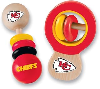 BabyFanatic Wood Rattle 2 Pack - NFL Kansas City Chiefs - Officially Licensed Baby Toy Set