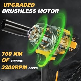 Clé à Chocs Sans Fil 700N.m, Visseuse a Choc Brushless 1/2" avec 5 Douilles à Chocs et Tige D'extension, 2 Batteries et Chargeur Rapide, 3200RPM, 21V Boulonneuse a Choc für Pkw, Pick-ups und DIY