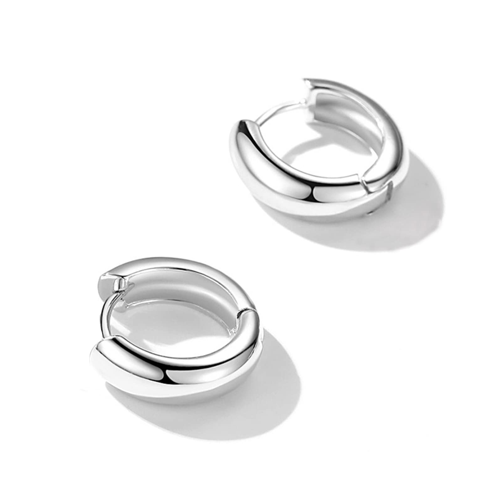 H'Helen Pendientes de aro de plata de ley S925 para mujer niña hombre 13mm pequeños ligeros hipoalergénico-H'HELEN
