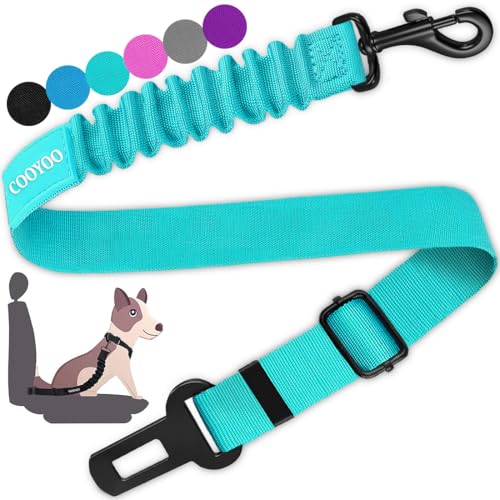 Image of COOYOO Dog Seat Belt,Retractable Dog Car Harness Seat Belt for Car Adjustable Nylon Pet Safety Seat Belts Heavy Duty & Elastic Bungee Buffer