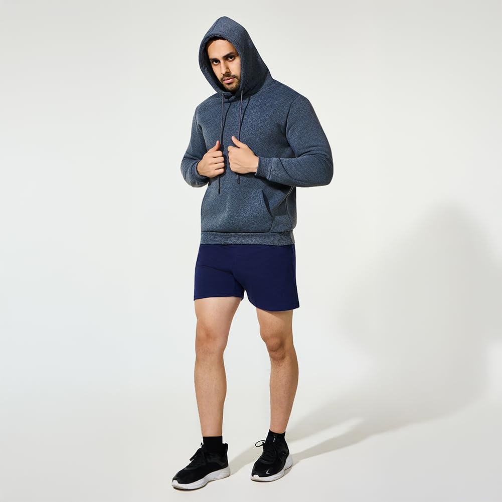 Mens 5 Inch Sweat Shorts Zipper Pockets Cotton Gym Shorts with Elastic Waist for Athletic Workout Lounge Casual - Image 3